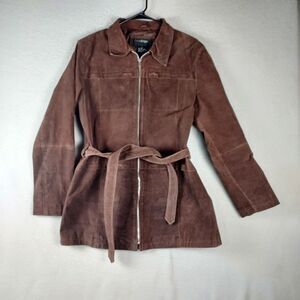 Women’s Outer Edge Real Leather Zip Jacket – Brown L